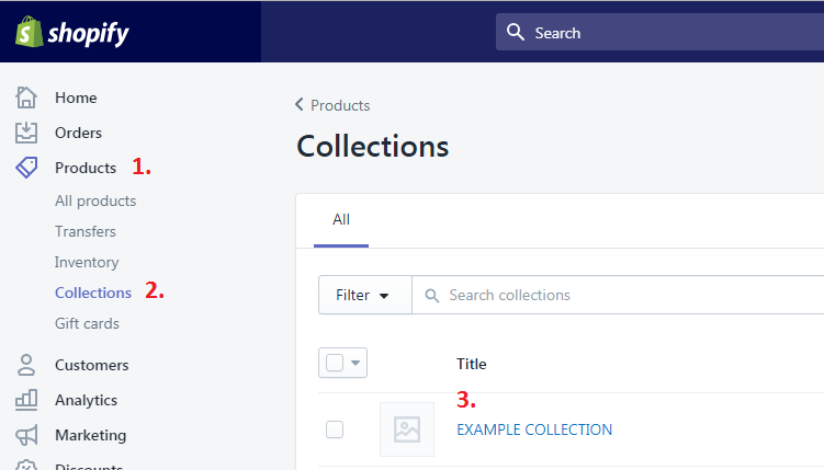 Finding Collection ID in Shopify Admin page