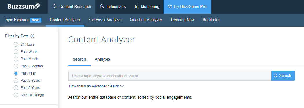 Buzz Sumo powerful keyword research tool online for FREE