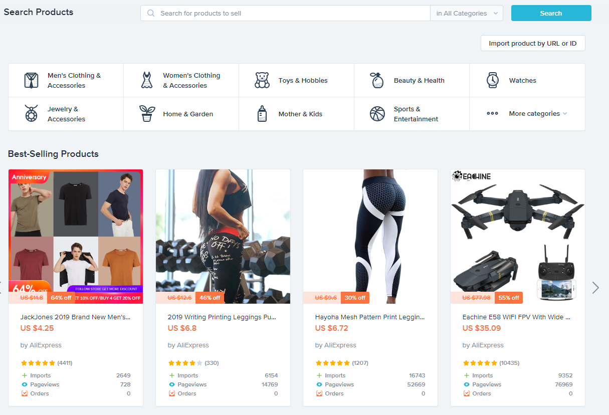 Oberlo search product for shopify ecommerce business