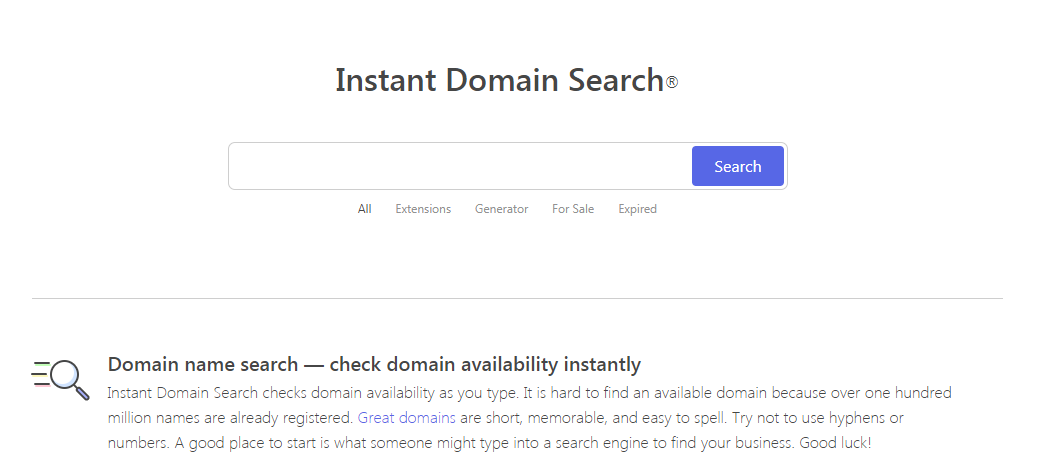 Free tools to check domain name availability with Instant Domain Search