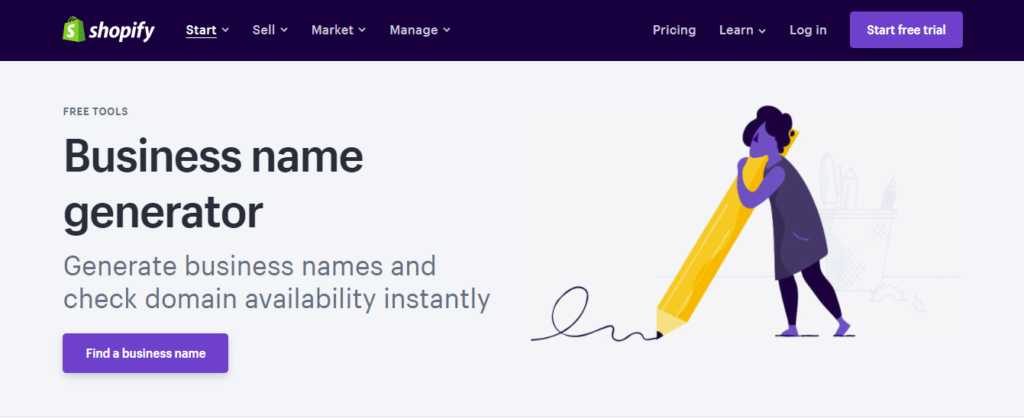 Shopify Business name generator for domain name check availability