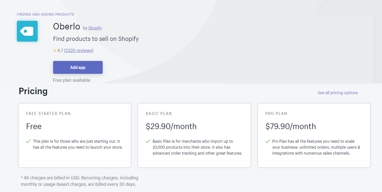 Find Shopify Products with Oberlo