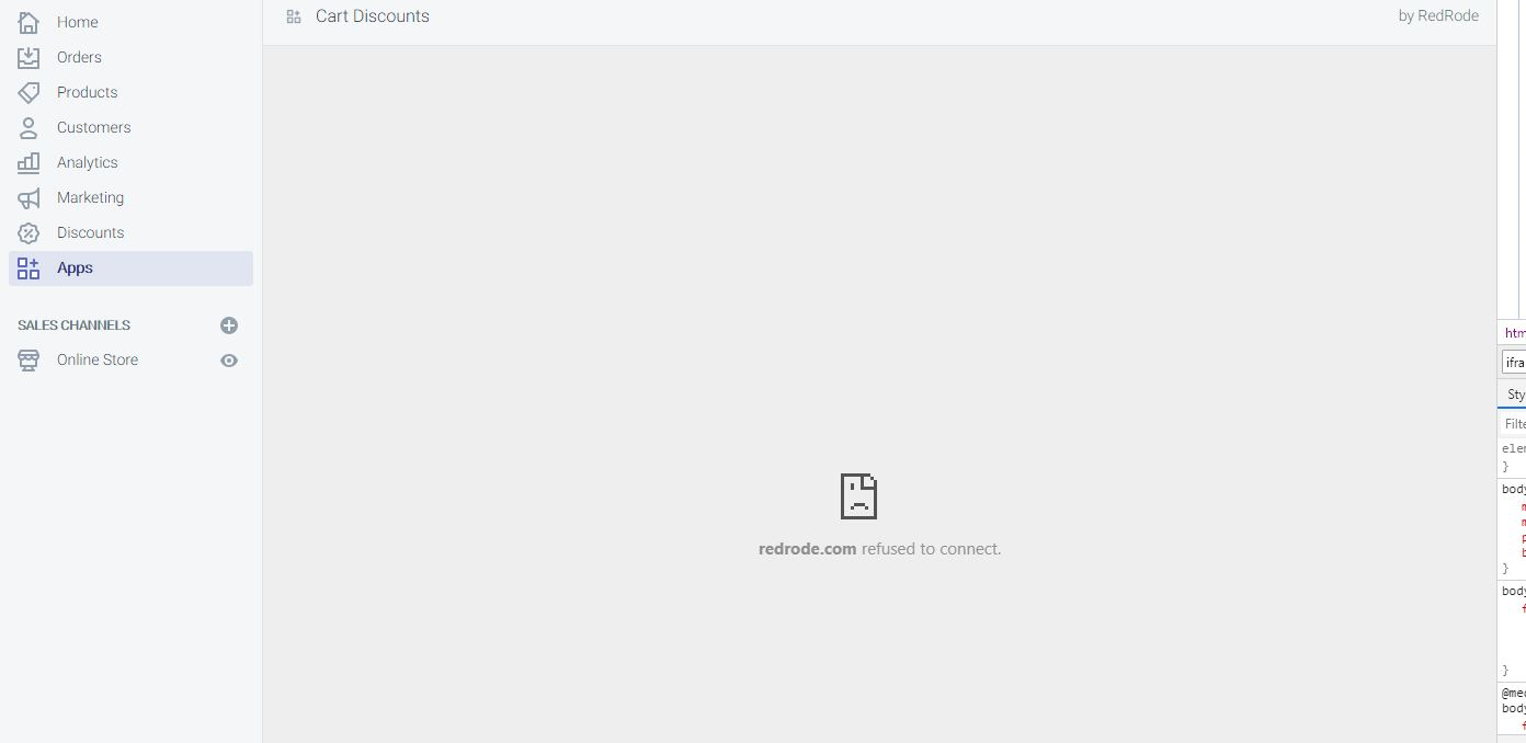 Shopify App - Refused to connect error