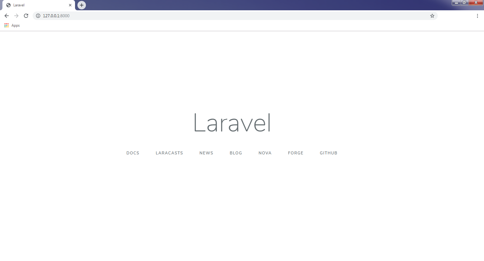 Laravel localhost default homepage