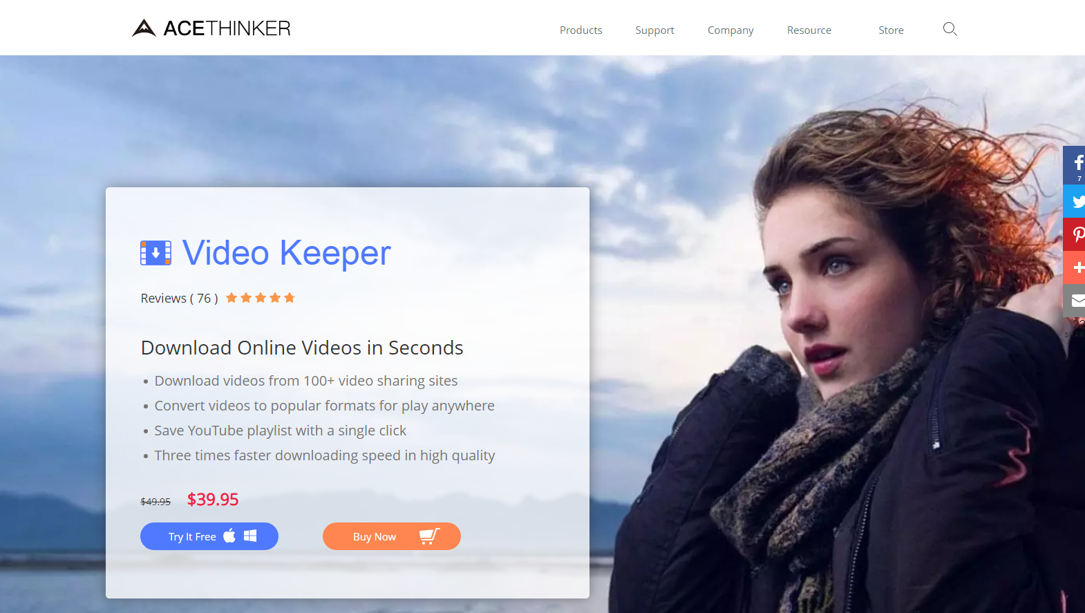 Download videos from 100+ video sharing sites using Video Keeper by Ace Thinker.