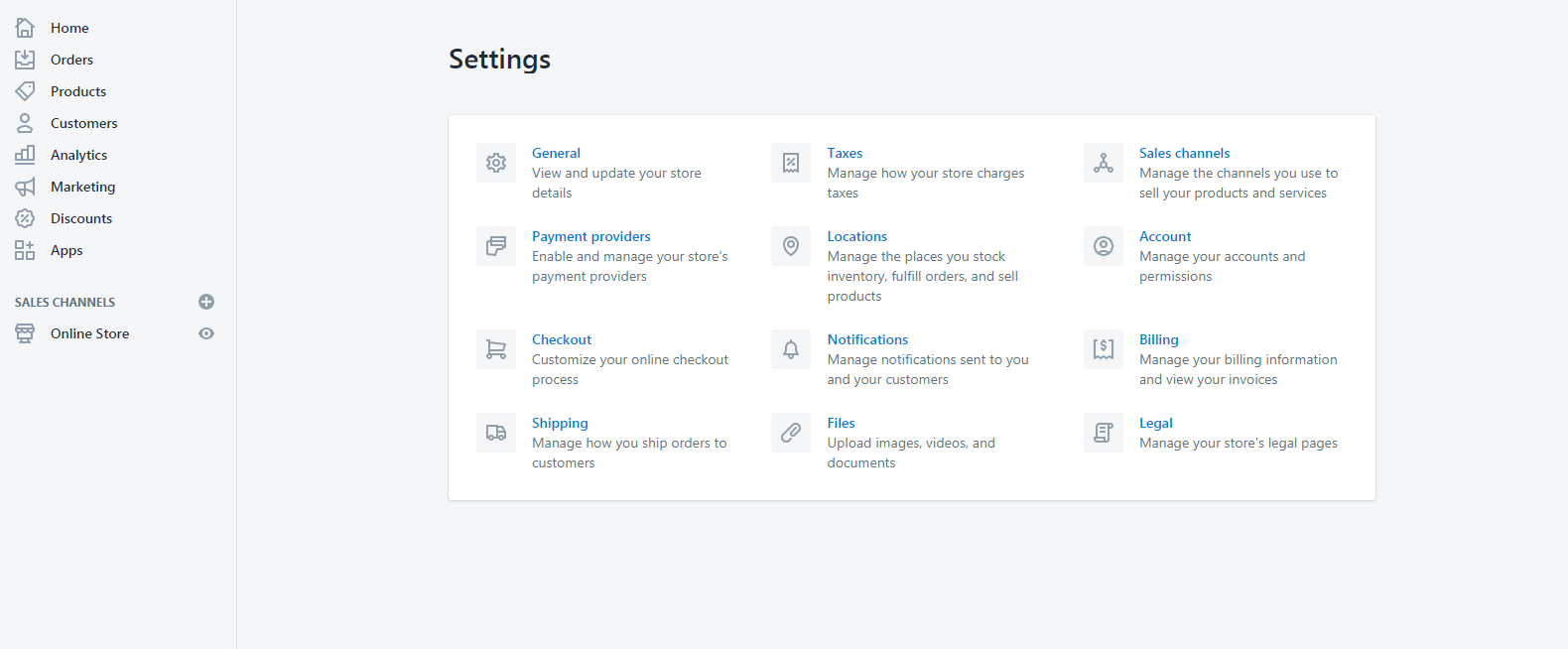 Shopify Partner Dashboard: Settings Page
