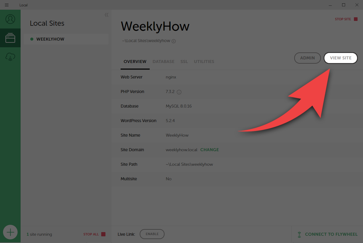 Viewing Websites made by Local by FlyWheel for WordPress