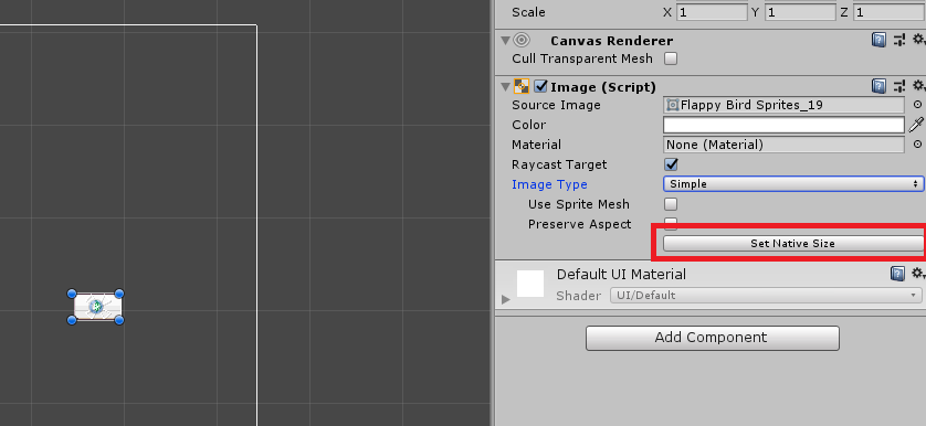 Resetting UI Image by default native size in Unity