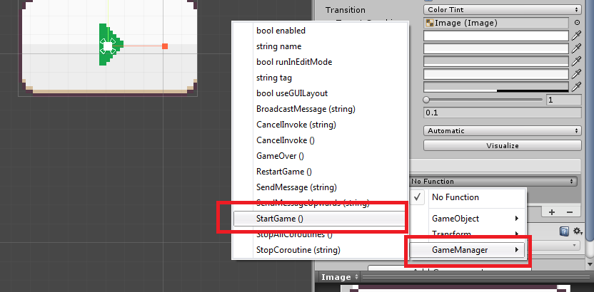 Button Function on Click to start a game