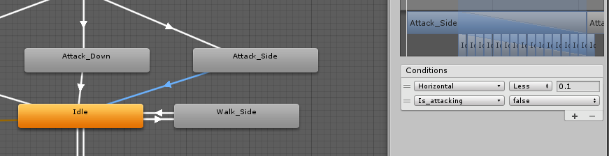 Attack Side to idle animation condition
