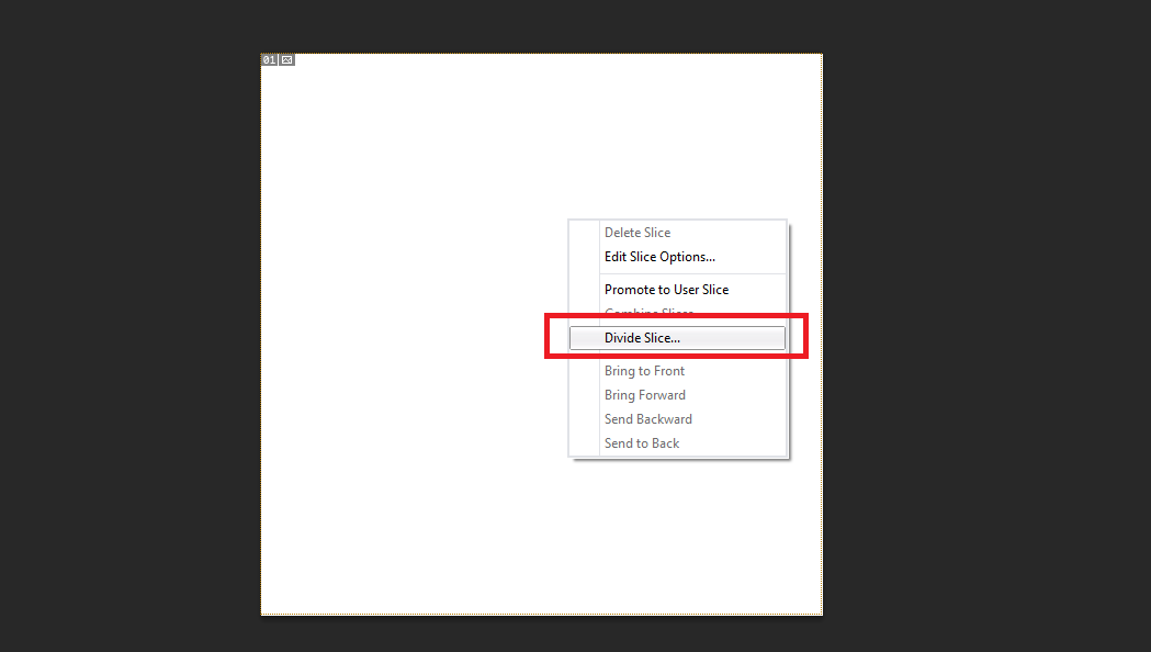 dividing slice in photoshop