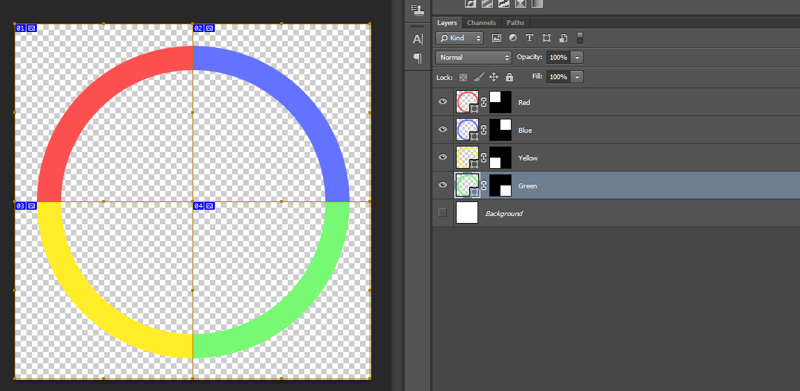 make a ring in photoshop with different colors