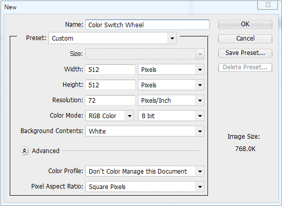 Making color switch wheel with Photoshop
