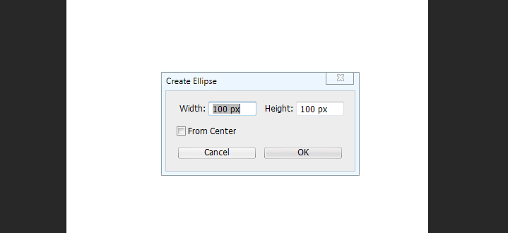 Photoshop create ellipse window