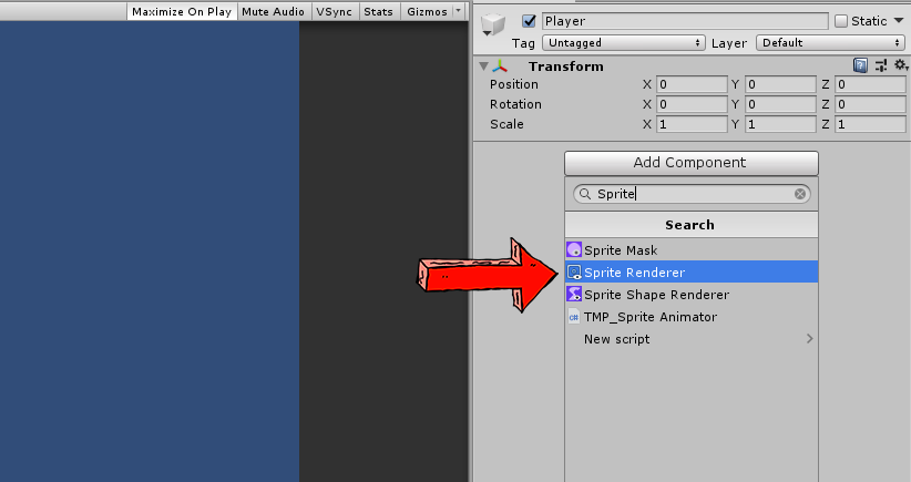 adding a sprite renderer with unity 3d