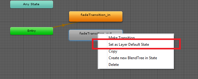 unity 3d set as layer default state