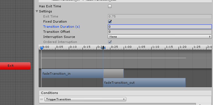 unity animator inspector transition duration