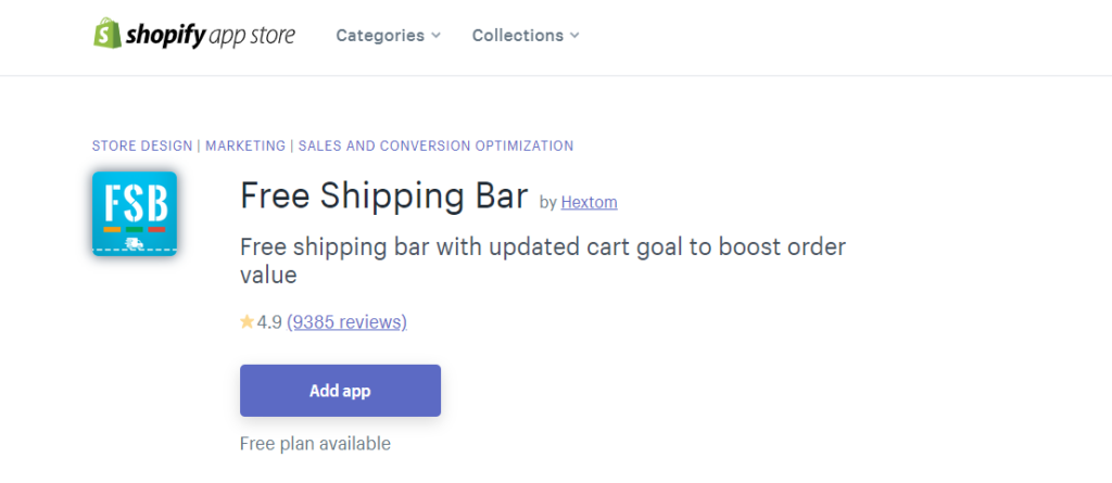 shopify app free shipping bar