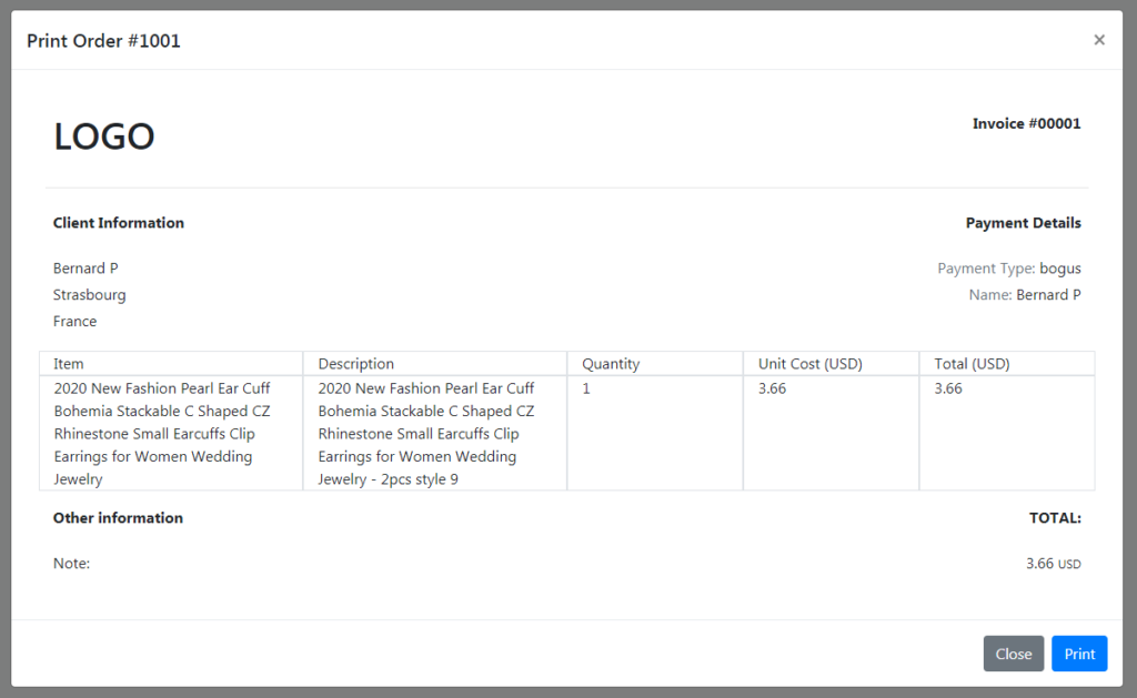 Creating an invoice app in Shopify with example template